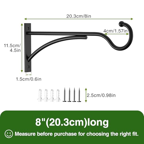 Set of 2 Black 8-Inch Outdoor Plant Hanging Hooks 3 Set of 2 Black 8-Inch Outdoor Plant Hanging Hooks - Image 3