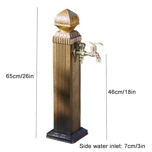UWYTGF Water Column Garden Faucet Outdoor Retro Garden Water Column, Freestanding Water Column Garden Water Tap with Outdoor Hose Stand,One Color,65cm/26in