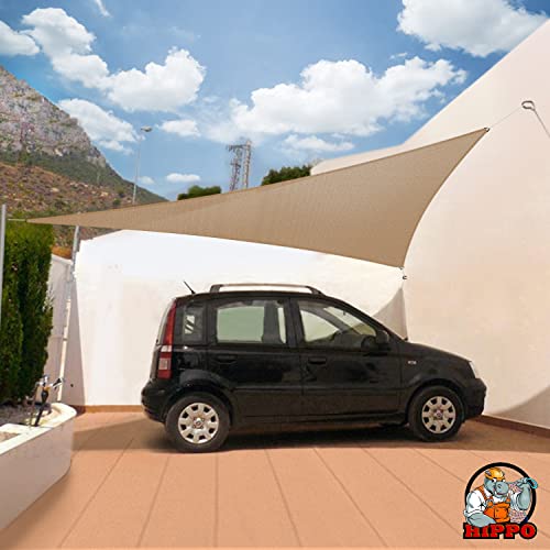 Image of HIPPO Triangle Shade Sail Affordable & Premium 150 GSM Sun Shade UV Block for Outdoor Car Parking Garden (Beige, 10FTX10FTX10FT)