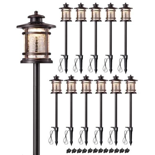 EDISHINE Low Voltage Pathway Lights, 3.4W 155LM 12V 3000K Outdoor Pathway Lights Wired, Waterproof Landscape Path Lights, 50,000H LED for Yard, Garden, Driveway, 12 Pack