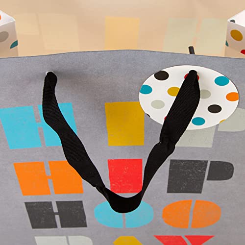 Hallmark Large Gift Bag, Grey & Polka Dot Design, for Birthday, Celebration, Retirement, Anniversary - Image 3