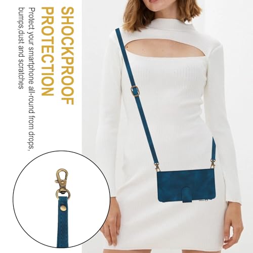 Étui portefeuille pour Google Pixel 10 avec protection écran et cuir bleu - 2