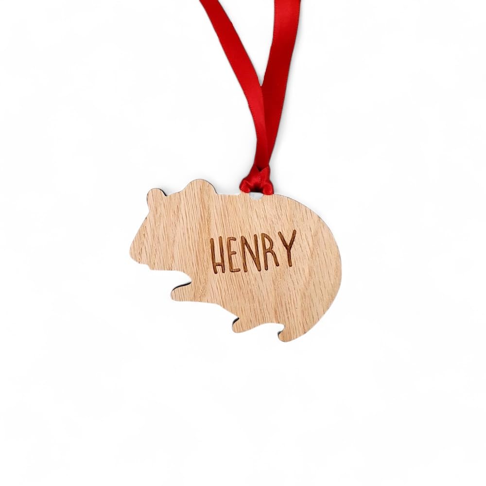 Personalised Hamster Bauble - Wooden Christmas Tree Decoration Bauble