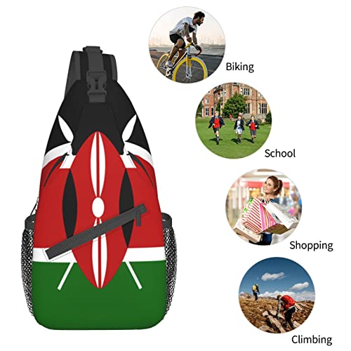 Mochila bandolera negra unisex para senderismo miniatura 7