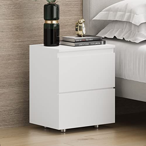 Didugo Chest Of Drawers 2 Drawer Dresser, Wide Storage, Minimalist & Contemporary, White Dresser For Bedroom (15.7”W X 11.6”D X 18.9”H) #TOP21