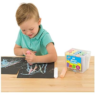 Galt 20 Giant Chalks - Extra Large Childrens Chunky Pavement Chalks - Bright Vibrant Colours - Washable, Easy Clean Outdoor Kids Garden Toys - Portable Carry Case with Handle - Ages 3 Years Plus