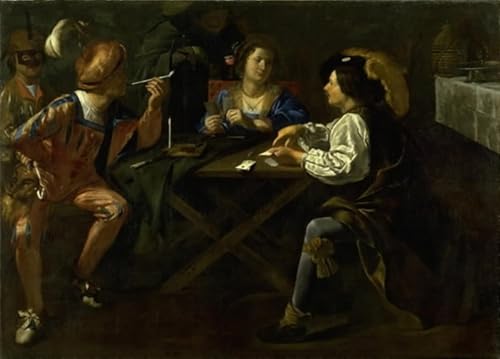 Tableau Card Players Gerard Van Kuijl habillage grand mur vide