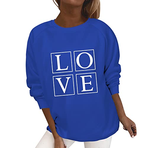 LYKMERA Blusa feminina de manga comprida com gola redonda e capuz para o Dia dos Namorados