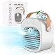 Tragbarer Luftkühler, Mini Persönliche Klimaanlage, 2 in 1 Kleine Verdunstungskühler mit Griff/Luftbefeuchter/3 Geschwindigkeiten Desktop Eiswürfel Kühlventilator für Büro und Schlafzimmer