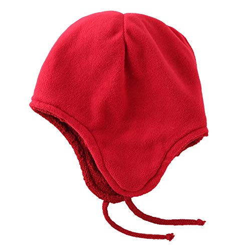 Connectyle Kids' Winter Beanies Cap with Pom Pom Toddler Boy Fleece Lined Knit Beanie Cap with Ear Flaps Hat M Red - Thumbnail 7