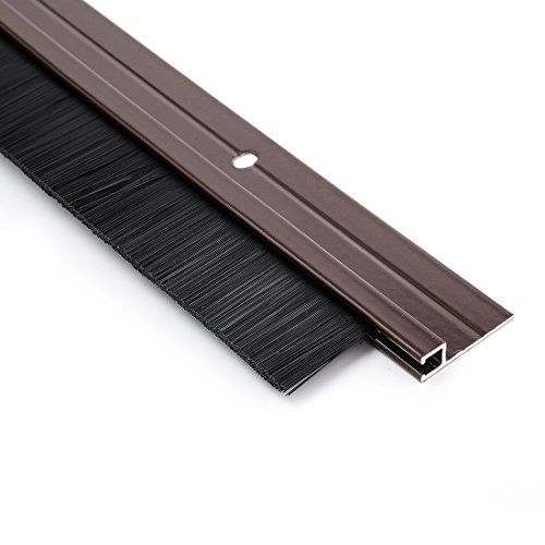 Uxcell Door Brush Bottom Sweep Brown H-Shape Aluminum Alloy Holder W 0.8-Inch Black Pp Silicone Soft Brush, 1000Mm X 43Mm(Approx 39.37-Inch X 1.7-Inch) #TOP4