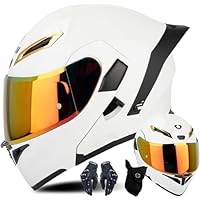 Casco Abatible Modular Para Moto Con Doble Visera - Incluye Guantes Y Cubrecara, Homologado ECE/DOT (Varios Tamaños)