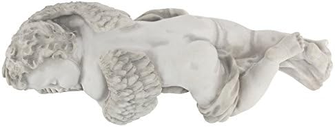 Design Toscano NG34033 Sleepy Time Baby Angel Napping Shelf Sitter Statue, 30 cm, Polyresin, Antique Stone
