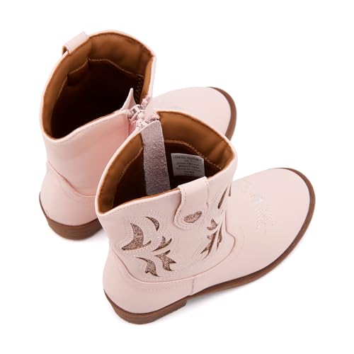BMCiTYBM Toddler Little Girls Cowboy Cowgirl Boots Kids Pointed Toe Western Boots Mid Calf Side Zipper Riding Shoes for All Seasons Pink Size 7 Toddler by BMCiTYBM - Image 4