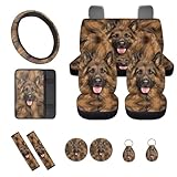 Wunvihay German Shepherd Print 12pcs Full Car Seat Covers Seat Cover for Front &Rear