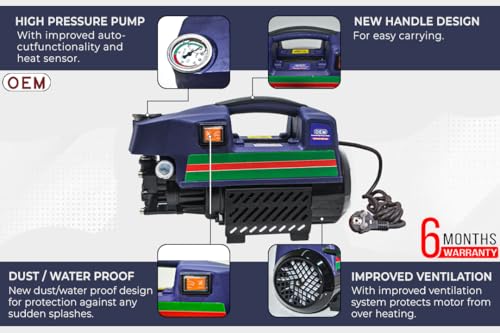 OEM Professional 2000W Electric Pressure Washer | Heavy Copper Motor, 8m Steel Pressure Pipe | Special Gun with Foam Bottle, Multipurpose Car Washer