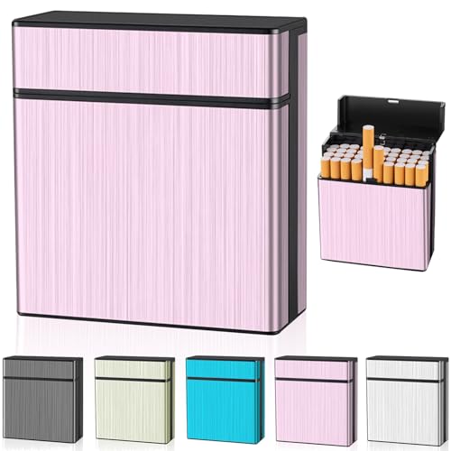 Hengrongshen Zigarettenetui für 40 Zigaretten, Groß Zigarettenetui Metall, Magnetisierte Deckel Zigarettenbox XXL, Zigaretten Box für Damen Herren (Roségold)