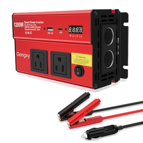 Image of Car Power Inverters 1200W Inverter - 12v DC to 110v AC Converter with AC Outlets USB Type-c Port,Car Power Converter for Truck/Home/Vehicles/Laptop Trip