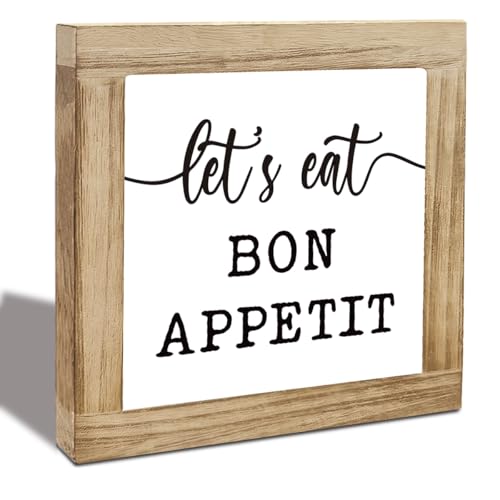 Lets Eat Bon Appetit Sign Kitchen Shelf Decor