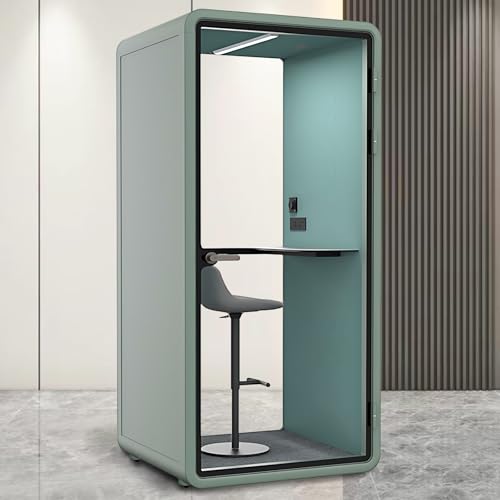 Cabina de sonido para oficina con privacidad acústica - Cabina de grabación insonorizada con marco verde y esquinas curvas, estructura de placa de acero para estudio (42.52IN) miniatura 1