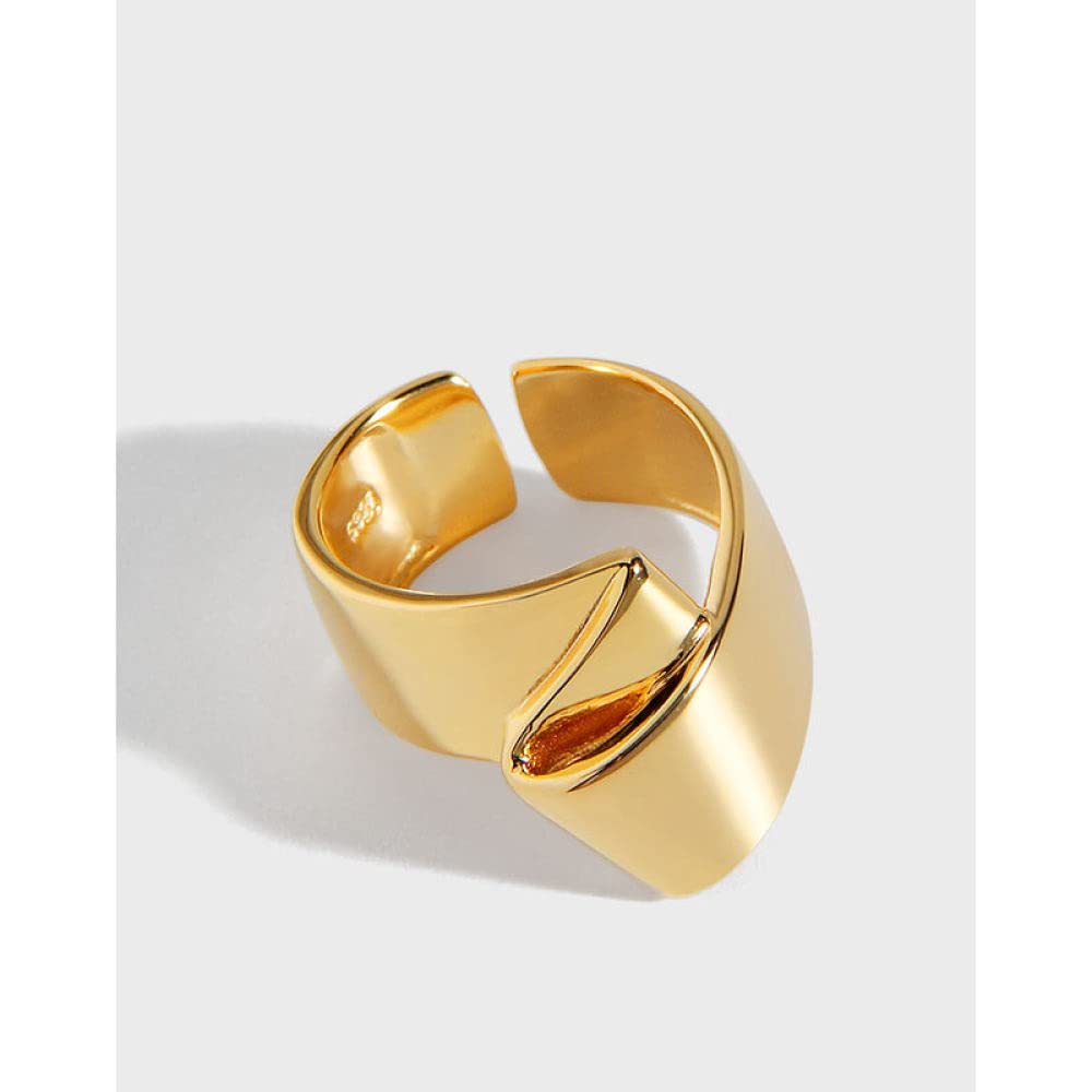 HGJH Verstellbarer Ring, S925 Sterling Silber Faltring Verstellbare Ringe Unregelmäßigkeit Offener Ring Silber Daumenring Ewigkeitsring Hochzeit Charme Schmuck Geschenke Für Männer Mädchen Damen