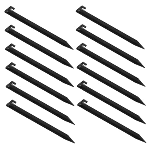 Yardwe 12 Pcs Heavy Duty Plastic Tent Stakes for Outdoor Use Durable Ground Pegs for Camping Beach Lawn and Garden Essential Accessories for Secure Tarp and Canopy Installation