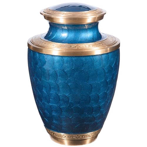 Cremation Urn for Human Ashes – Adult Brass Urn for Men or Women up to 200lbs – Handcrafted Memorial Burial Container – Suitable for Funeral or Display