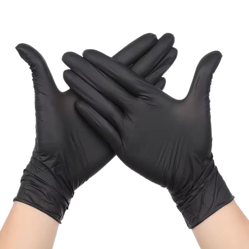 20/100 pezzi Guanti monouso in nitrile nero for la toelettatura dei capelli for cura degli animali domestici, pulizia della casa, cucina, bellezza, le unghie senza polvere(Black 100PCS,S)