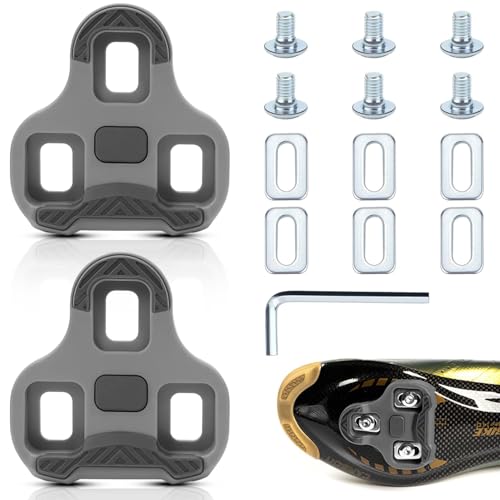 Compatible con Look Keo Bike Pedales de 3 Orificios Grip Blade 2 MAX Carbon Classic Cleats Bicicleta Tacos Juego de Placas de Zapatos de Carretera Antideslizantes Pedales MTB Road Cleats (4,5° Gris)