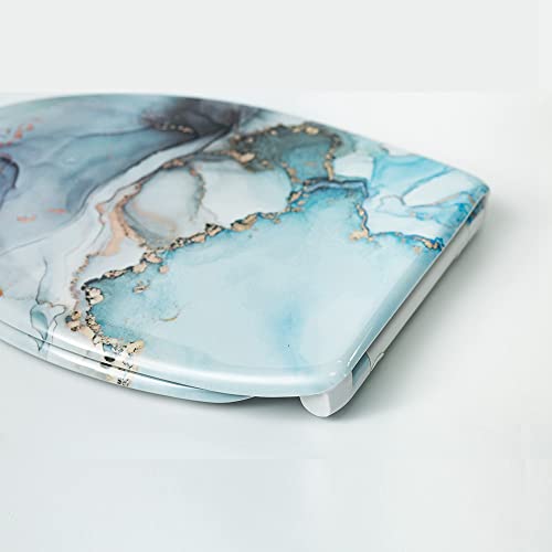 Tomwish Elongated Resin Toilet Seat,Ink Paint Abstract Painting Colorful Marble Plastic Toilet Seat Slow-Close And Quick-Release Design,Easy Clean And Install #TOP3
