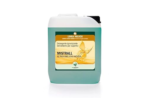 New Chemical MISTRALL PINO - MENTOLO detergente Igienizzante Brillantante per Superfici. Confezione da 5 LT
