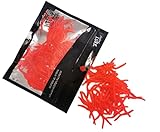 Fishing Soft Lure Earthworm Bait Lifelike Fake Earthworm Grub Worm Soft Fishing Lure Baits,Various 1.6inch, Light red (200pcs/pack)
