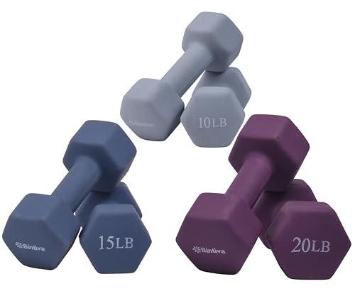 Dumbbell Set Pair - Hex Neoprene Coated Weights - Color Coded Dumbell Pairs - 1-20 LBs Available