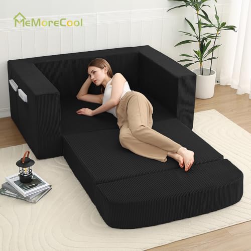 Sofá cama plegable MeMoreCool convertible en colchón con reposabrazos color negro 7