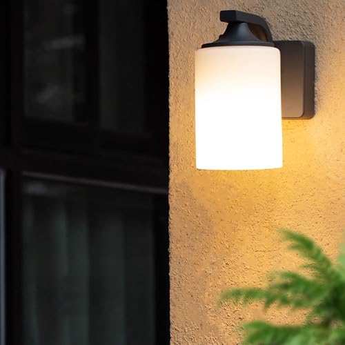 Lanterne extérieure noir E26 en aluminium et verre dépoli - 3