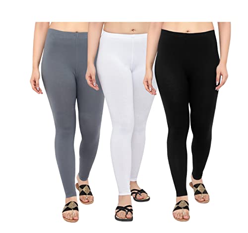 Image of NGT Super Cotton (Pack of 3) Ankle Length Leggings for Women and Girls.