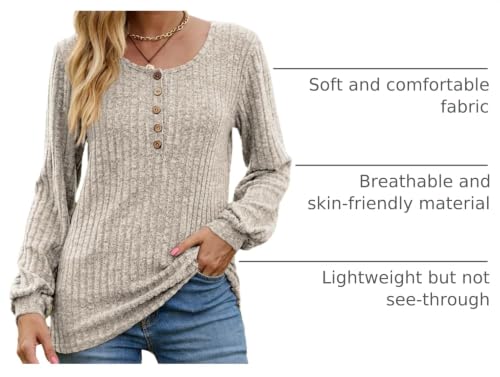 Image of DB MOON Womens Lightweight Sweaters 2026 Long Sleeve Henley Shirt Fall Casual Crewneck Tunic Tops