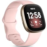 Oielai Compatible for Fitbit Versa 4/Fitbit Versa 3/Fitbit Sense 2/Fitbit Sense Strap, Silicone Sport Soft Replacement Strap for Versa 4/Versa 3/Sense2/Sense Women Men, S Sandpink