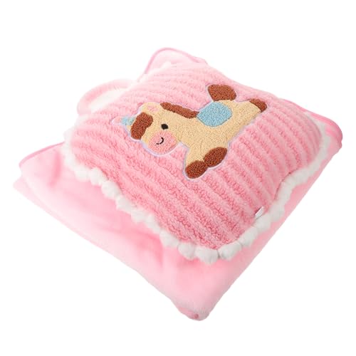 Manta de Felpa Rosa Mipcase para Evitar el Frío en Viajes Cojín Almohada de Caballo 2