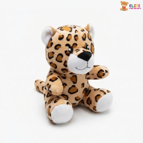 Image of ELITE CREATIONS Leopard Soft Toy 14 cm | Cute Leopard Plush Stuffed Animal | Mini Cuddly Wild Animal Toy for Kids Boys Girls | Birthday Return Gift Kids Toy