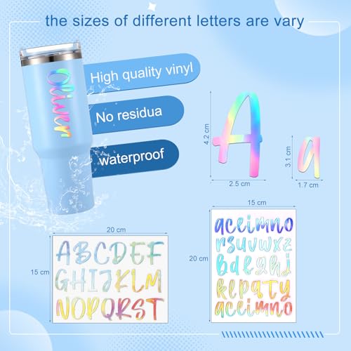 Image of 6 Sheets UV DTF Cup Wrap Name Stickers for Water Bottles Waterproof Custom Vinyl Decals Personalized Lettering Gift Stickers for 14-40oz Tumbler Cups Mugs DIY Craft (Laser)