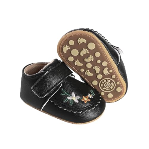 Image of HsdsBebe Baby Boys Girls Pu Leather Hard Bottom Walking Sneakers Toddler Rubber Sole First Walkers Infant Cartoon Slippers Crib Shoes