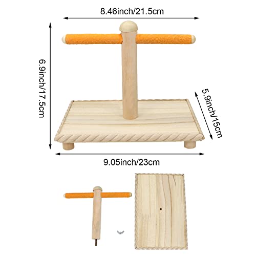 Litewoo Parrot Perch Bird Stand Natural Wood Quartz Sand Birdcage Play Gym T Perch Fits for Parakeet Budgies Cockatiel Cockatoo Conure Lovebirds Finches C