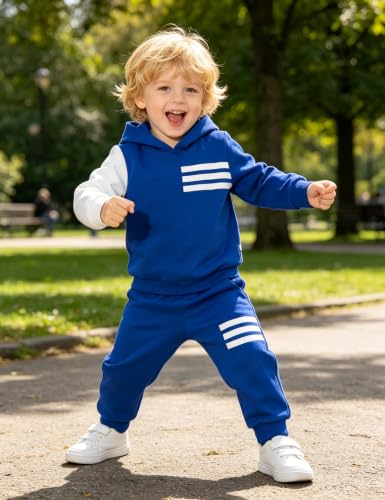 Image of Toddler Boy Clothes Long Sleeve Hoodie Sweatsuits Tops and Pants 2Pcs Boys Fall Winter Outfits Set