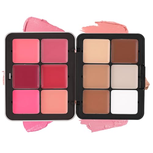 Horuili® Paleta de Maquillaje Con 12 Colores de Contorno, Rubores y Correctores, Colorete de Camuflaje Facial, Crema Correctora Impermeable