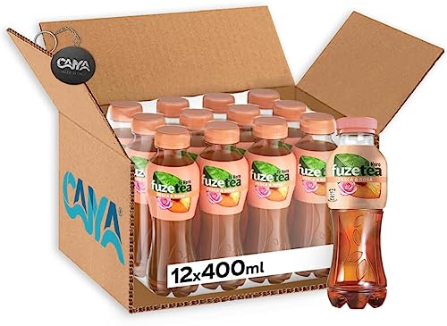 12X Fuzetea Té Nero al Gusto Pesca con una Nota di Rosa Bottiglia Pet 400ml- Drink Summer 2023 [CAIYA® BOX da 12 Confezioni]