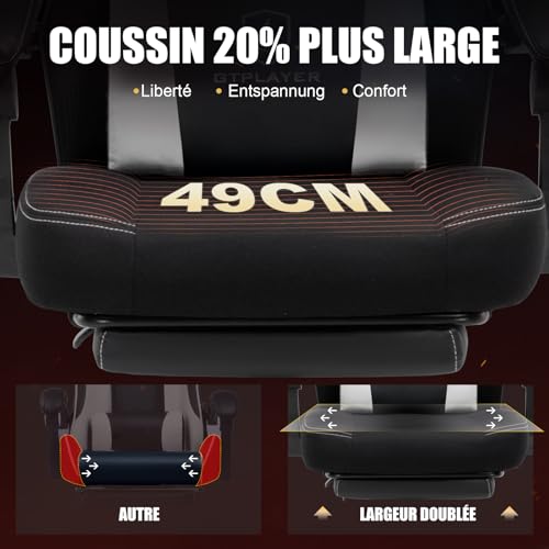 Sedia Gaming con Poggiapiedi, Sedia da ufficio ergonomica con schienale in rete, Sedia da gioco in tessuto per casa e ufficio (bianco) - Sedia gaming - Immagine 2