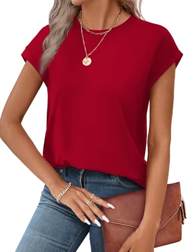 Image of Alaroo Womens Summer Tops Short Sleeve Shirts Crew Neck Cute Trendy Tunic Blouses (S-3XL)