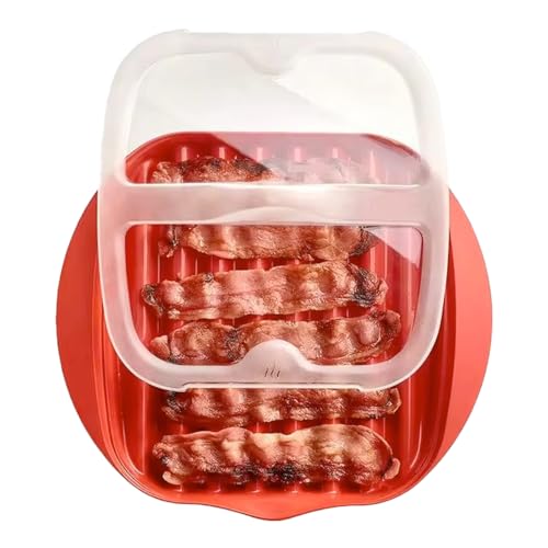 Easylife Microwave Bacon Cooker (6.8 x 27.5 x 24.5cm). Microwave Bacon Crisper with Lid, Microwave Bacon Tray for Crispy Bacon, Microwave Cooking Containers for Healthy Cooking - Fully Guaranteed