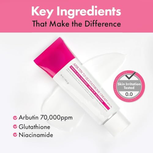 Image of Arbutin 7% Glutathione Brightening Cream 100 ml 70,000 ppm Arbutin + 5,001 ppm Glutathione with Niacinamide Dark Spot, Pigmentation & Uneven Tone Care Korean Skin Care (Pack of 2)